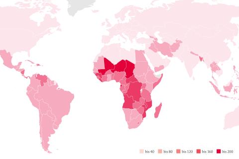 Grafik Teenagerschwangerschaften globale Rate